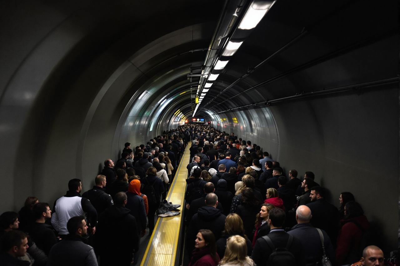 城市地铁站突发大规模停电,数千名乘客被困地下